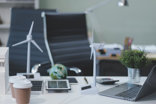 A laptop on a desk photo