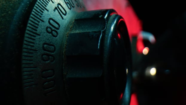Red Lights From Alarm on A Metal Strongbox photo