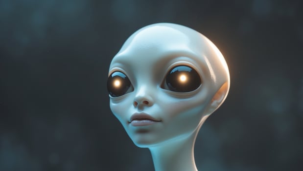 An alien head with glowing eyes photo