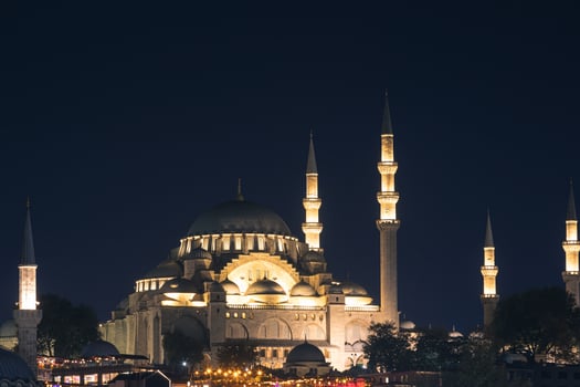 Kadir gecesi or laylat al-qadr concept photo. Suleymaniye Mosque at night photo