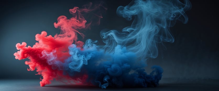 Abstract Red Blue Smoke Fumes Dark Background photo