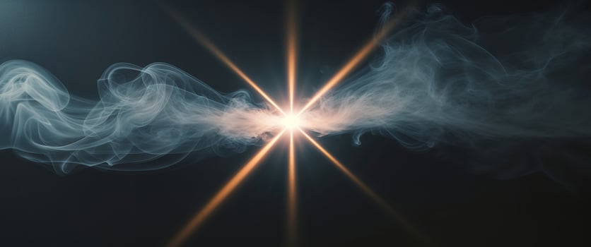 Spotlight with smoke overlay texture black background. photo
