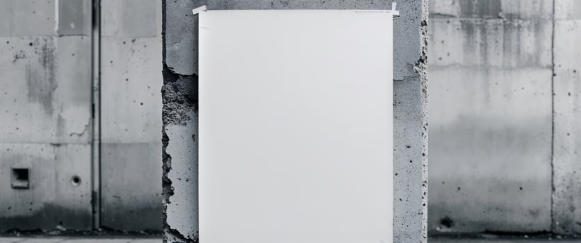 A white board is sitting on a concrete wall photo