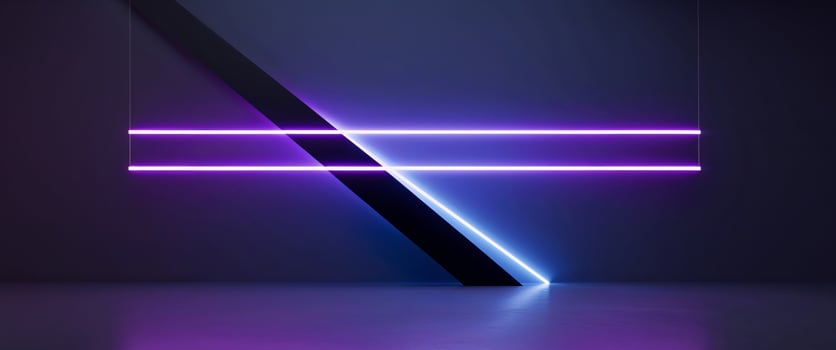 A neon sign with purple and blue lights photo