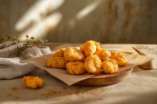 Crispy fried chicken tenders on cardboard paper photo