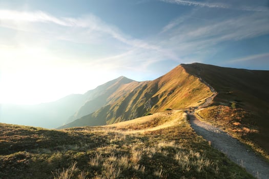 View of the Carpathian Mountains during sunrise photo