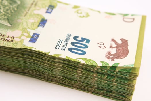 Piled Argentine Five Hundred Peso Notes photo