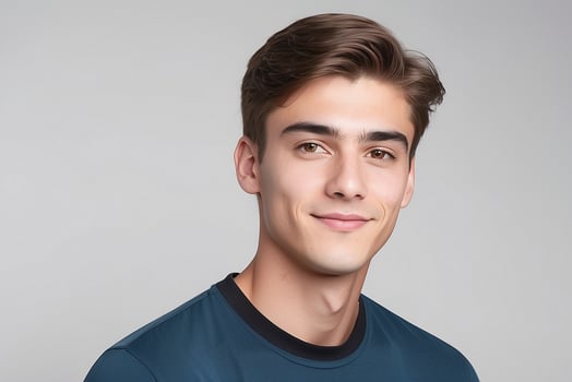 Portrait of a young man with a blue shirt photo