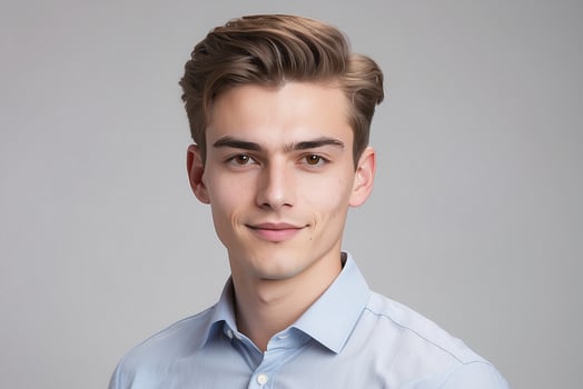 Portrait of a young man in blue shirt photo