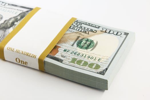 Bundle of hundred dollar bills photo