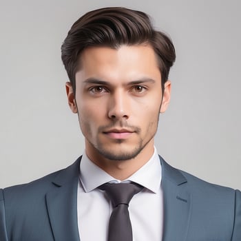 A man in a suit and tie looking at the camera photo