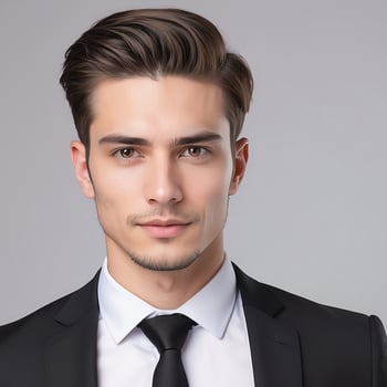 A man in a suit and tie looking at the camera photo