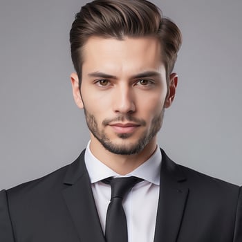 A man in a suit and tie looking at the camera photo