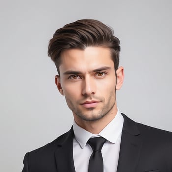 A man in a suit and tie looking at the camera photo