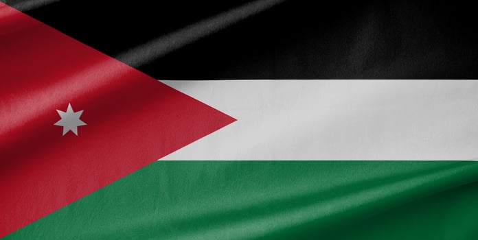Jordan National Flag Waving in the Wind photo