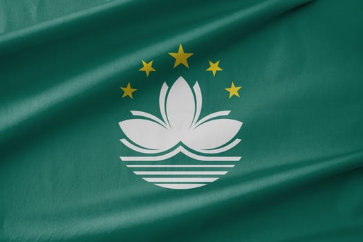 Macau National Flag Waving in the Wind photo