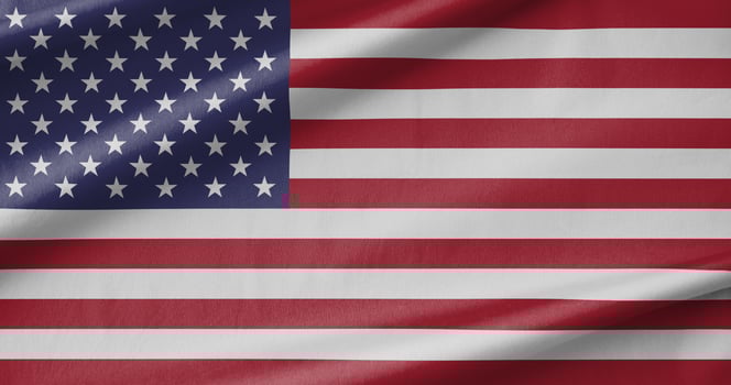 United States National Flag Waving in the Wind photo