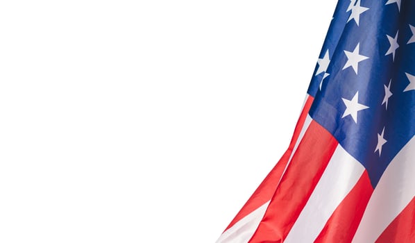 Part of the American flag is on a white background photo