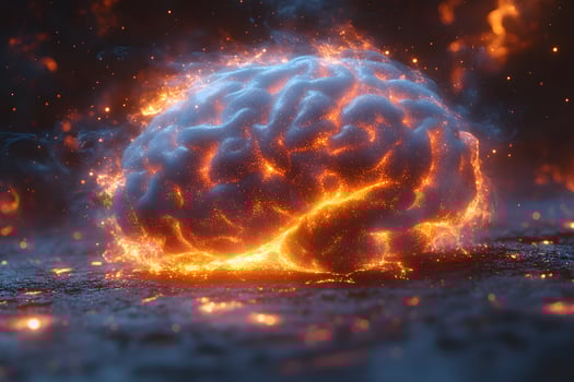 Fiery Brain Concept of Creativity and Innovation for Digital Designs photo