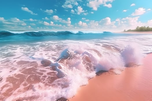 Ocean Wave Breaking on Pink Sand Beach photo