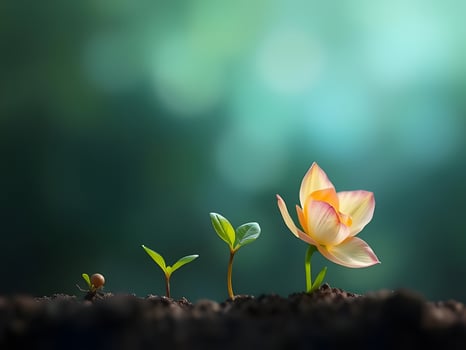 A small flower growing from the ground photo