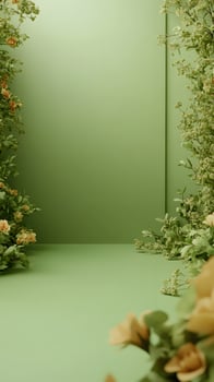 Pale Green Background with Floral Framing photo