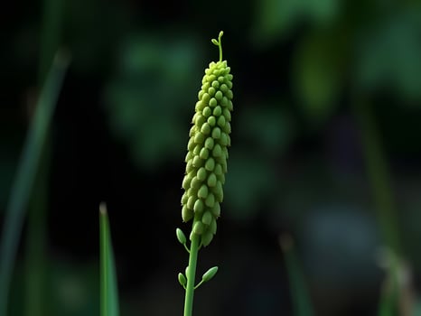 A single green plant with a stem in the middle photo