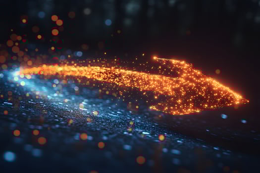 Futuristic Neon Arrow with Sparkling Light Effects for Digital Design and Innovation Themes photo