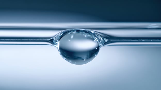 Macro close-up of a water droplet on glass surface photo