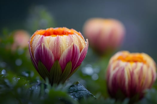 Close-up of a vibrant, dew-kissed flower bud photo