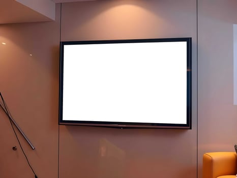 A tv mounted on the wall in a room photo
