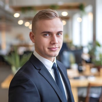 Portrait of a young business man in an office photo