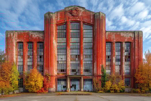 Ruined Red Brick Building Autumnal Foliage photo