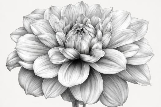 A Detailed Pencil Sketch of a Dahlia Flower photo