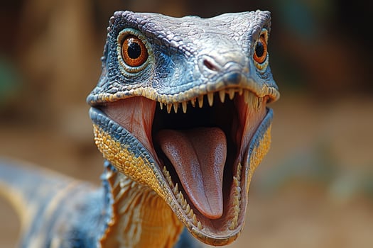 Young Dinosaur Roaring Open Mouth Showing Teeth photo