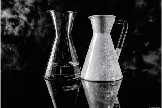 Elegant glass and ceramic pitchers on display photo
