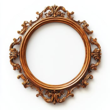 Ornate vintage picture frame with intricate detailing and a circular shape. photo