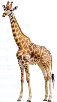 Giraffe standing elegantly in a natural setting during daylight hours, showcasing its unique coat patterns and long neck photo