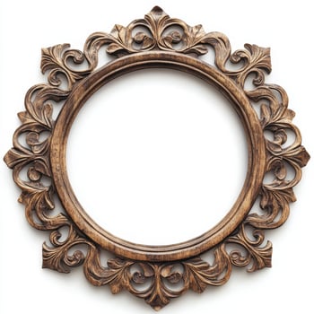 An ornate wooden picture frame with intricate carvings, designed to hold artwork or photos