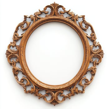 Ornate wooden picture frame with intricate carvings, designed to hold artwork or photos, photo