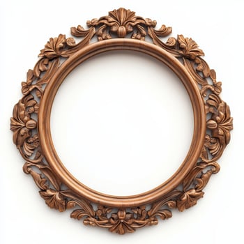 Ornate circular frame with floral design, suitable for displaying artwork or photographs. photo