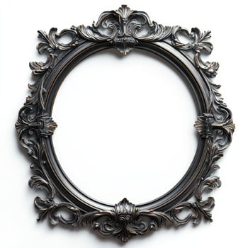 An ornate, vintage-style picture frame with intricate detailing, empty for artwork display. photo