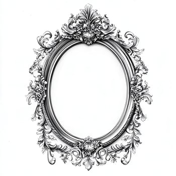 Ornate vintage picture frame with intricate detailing, empty for artwork or photographs photo