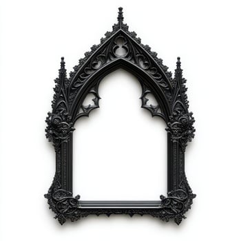A decorative black gothic-style picture frame with intricate detailing photo