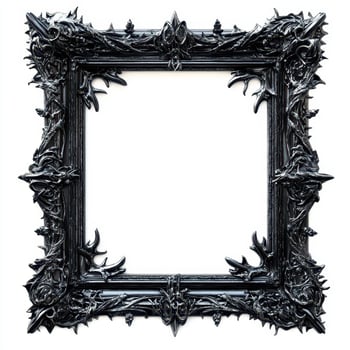 An ornate, gothic-style picture frame with intricate detailing, empty and ready for art photo