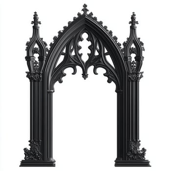 A detailed gothic arch design, showcasing intricate patterns and architectural elements photo