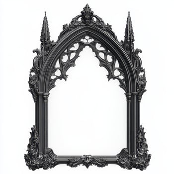 Ornate gothic-style picture frame with intricate detailing and pointed arches photo