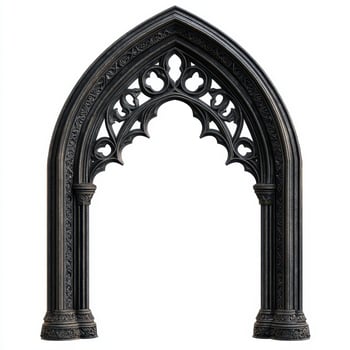 A gothic-style archway with intricate designs and details photo