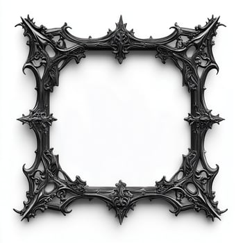 Ornate black picture frame with intricate detailing and a blank center for artwork photo