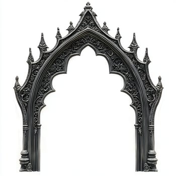 Ornate gothic archway frame with intricate detailing and pointed design photo